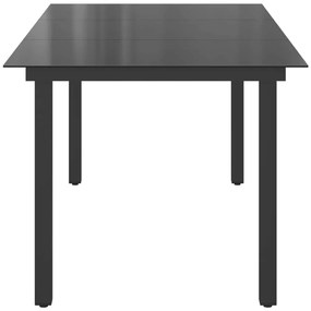 vidaXL Τραπέζι Κήπου Μαύρο 190 x 90 x 74 εκ. από Αλουμίνιο / Γυαλί
