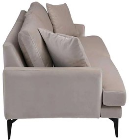 Καναπές 2θέσιος Fortune pakoworld βελούδο μπεζ-μαύρο 175x90x88εκ