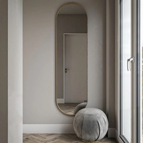 Καθρέπτης Δαπέδου Iron Floor Semi Oval 50x180,λάμα χάλυβα 3εκ. Φωτισμός: LED χωρίς διακόπτη αφής, Χρώμα Λάμας: Λευκό