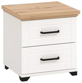 Bedside Table Valencia White - Artisan Oak - White  Matt 46*41*47.5 cm