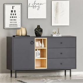 Stewehome Κονσόλα με συρτάρια και ντουλάπι Γκρι 130x40x78 cm