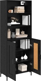 vidaXL Highboard Μαύρη Οξυά 69,5 x 34 x 180 εκ. Επεξεργασμένο ξύλο