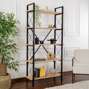 Ραφιέρα Δαπέδου 5 Θέσεων (90x33.5x180) A-G Elysian 241NRD1334 Oak/Black