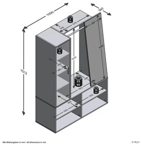 FMD Ντουλάπα με 4 Τμήματα και Καθρέφτη Λευκή 105 x 39,7 x 151,3 εκ.