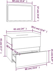 vidaXL Σετ Επίπλων Μπάνιου Καπνιστή Δρυς από Τεχν. Ξύλο