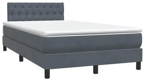 Box Spring Κρεβάτι με στρώμα Σκούρο γκρι 120x220 cm Βελούδινο - Γκρι