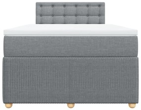 Κρεβάτι Boxspring με Στρώμα Ανοιχτό Γκρι 120x190 εκ. Υφασμάτινο - Γκρι