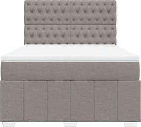 vidaXL Κρεβάτι Boxspring με Στρώμα Taupe 140x190 εκ. Υφασμάτινο