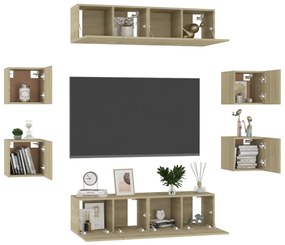 vidaXL Έπιπλα Τηλεόρασης Σετ 8 Τεμαχίων Sonoma Δρυς από Επεξ. Ξύλο