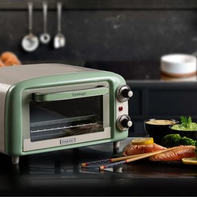 Ηλεκτρικός φούρνος Ariete VINTAGE 3919/04, 800W, 10 l, 3 λειτουργίες, Μέχρι 230°C, Διπλό θερμικό γυαλί, Χρονοδιακόπτης 60 λεπτά, Πράσινο