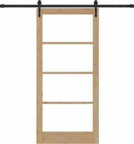 vidaXL Συρόμενη Πόρτα Φυσικό και Μαύρο 93 x 202 cm