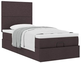 Οθωμανικό κρεβάτι με στρώμα σκούρο καφέ 90x190cm ύφασμα 3313039