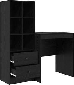 vidaXL Γραφείο με συρτάρι με ράφι με αποθήκευση 2 pcs Μαύρη Οξυά