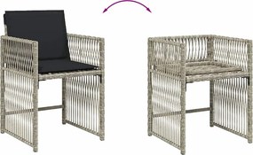 vidaXL Σετ Τραπεζαρίας Κήπου 5 τεμ. Αν. Γκρι Συνθ. Ρατάν με Μαξιλάρια