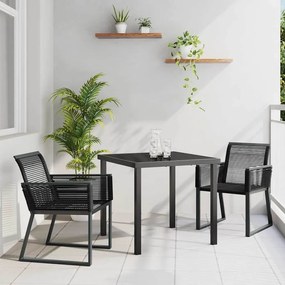 vidaXL Σέτ φαγητού για κήπο 3 pcs Μαύρο Πολυ ράταν