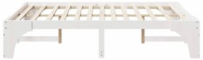 vidaXL Κρεβάτι δαπέδου Λευκό 140 x 200 cm Μασίφ ξύλο πεύκου