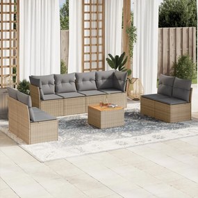 vidaXL Patio Sofa Set 8-θέσια Μίξη μπεζ και ανοιχτό γκρι