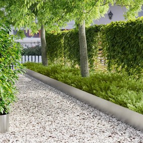 vidaXL Περίγραμμα γκαζόν 30 τμχ. 100 x 18 εκ Stainless Steel Ασημί