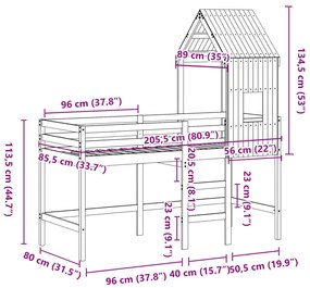 ΥΠΕΡΥΨ. ΚΡΕΒΑΤΙ ΛΕΥΚΟ 80X200 ΕΚ. ΜΑΣΙΦ ΠΕΥΚΟ ΜΕ ΣΚΑΛΑ / ΟΡΟΦΗ 3282023