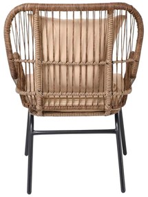 MAX Πολυθρ.Μεταλ.Μαύρη/Wicker SALSA Φυσικό, Μαξ.Eκρού 64x69x89cm (Σετ 2 ΤΕΜ)