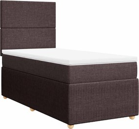 vidaXL Κρεβάτι Boxspring με Στρώμα Σκούρο Καφέ 90x200 εκ. Υφασμάτινο