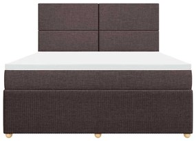 vidaXL Κρεβάτι Boxspring με Στρώμα Σκούρο Καφέ 180x200 εκ Υφασμάτινο