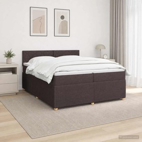 vidaXL Κρεβάτι box spring με στρώμα Σκούρο Καφέ 200 x 200 cm Ύφασμα