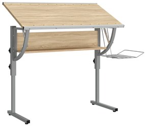 vidaXL Γραφείο Χειρ. Sonoma Δρυς&amp;Γκρι 110x53x(58-87)εκ Επ. Ξύλο&amp;Ατσάλι