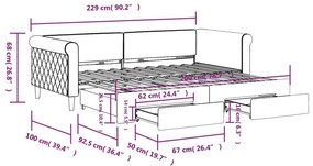 Καναπές Κρεβάτι Συρόμενος Μπλε 90x200 εκ. Βελούδινος &amp; Συρτάρια - Μπλε