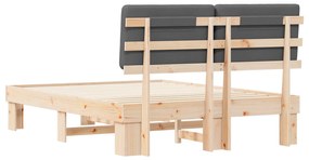 vidaXL Σκελετός Κρεβατιού με Επενδεδυμένο Κεφαλάρι Σκούρο Γκρι