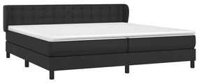 vidaXL Κρεβάτι Boxspring με Στρώμα Μαύρο 200x200 εκ. Συνθετικό Δέρμα