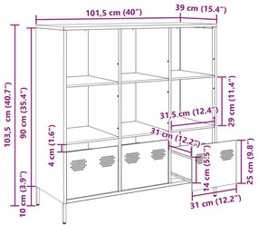 Ντουλάπι Ανθρακί 101,5x39x103,5 εκ. από Ατσάλι - Ανθρακί