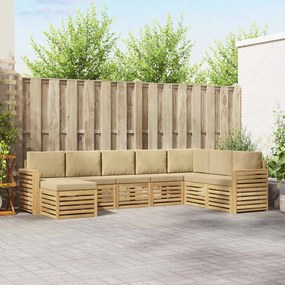 vidaXL Σειρά Καναπέ Εξωτερικού 8 pcs Λευκό και Μπεζ