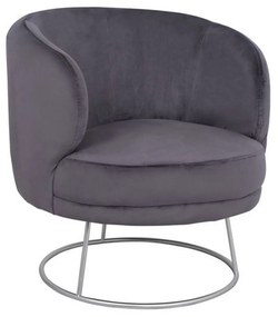 Πολυθρόνα Arien Γκρι Βελούδο Με Ασημί Βάση HM8403.01 Wood, Fabric