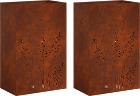 vidaXL Γλάστρα Κήπου 2 τμχ. Σκ rusty 50 x 30 x 75 εκ