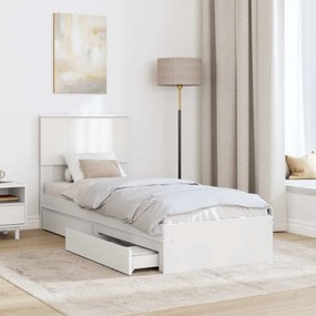 vidaXL Κρεβάτι Αποθήκης Λευκό 75 x 190 cm Επεξεργασμένο ξύλο