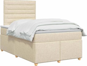 vidaXL Κρεβάτι box spring με στρώμα Κρεμ 120 x 190 cm Ύφασμα