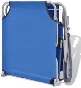 vidaXL Ξαπλώστρα Μπλε Ατσάλινη με Σκίαστρο