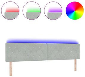 vidaXL Κεφαλάρι LED με φώτα λωρίδας LED Ανοιχτό γκρι 100 cm Βελούδο