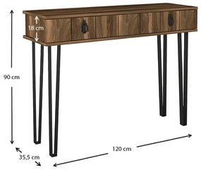 Κονσόλα μελαμίνης Helsinki Megapap χρώμα καρυδί 120x35,5x90εκ.