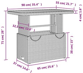 Τραπέζι Κήπου Μπεζ 90x55x71 εκ. Συνθετικό Ρατάν / Ξύλο Ακακίας - Μπεζ