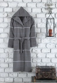 Μπεζ ριγωτή ρόμπα (S/M) - Γκρι 5 L/XL