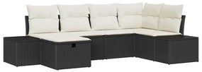 vidaXL Σετ Καναπέ Κήπου 6 pcs Μαύρο 55 x 62 x 69 εκ Πολυ ράταν