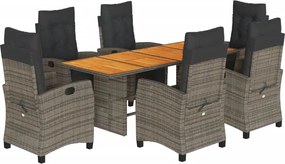 vidaXL Σετ Τραπεζαρίας Κήπου 9 τεμ. Γκρι Συνθ. Ρατάν με Μαξιλάρια