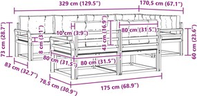 vidaXL Σειρά Καναπέ Εξωτερικού 6 pcs Λευκό και Μπεζ Πολυεστέρας