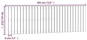 Κεφαλάρι Τοίχου Μελί 185x3x60 εκ. από Μασίφ Ξύλο Πεύκου - Καφέ