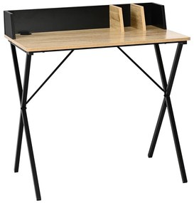 Γραφείο εργασίας Zervan pakoworld σε oak απόχρωση με πόδι μαύρο μέταλλο 80x50x84εκ
