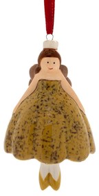 Χριστουγεννιάτικη Μπαλαρίνα Κρεμαστή Κεραμική Λαδί 8x10εκ. iliadis 86575