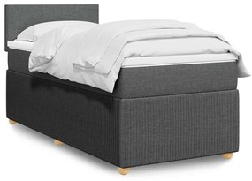 Κρεβάτι Boxspring με Στρώμα Σκούρο Γκρι 80x200 εκ. Υφασμάτινο