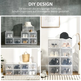 HOMCOM Μοντουλάρ ραφιέρα με 8 θήκες, ραφιέρα σύνδεσης, 25 cm x 35 cm x 19 cm, διαφανές